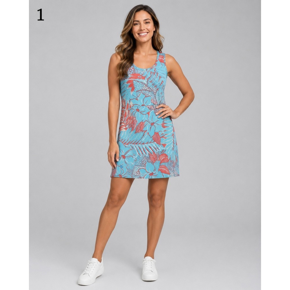 Columbia PFG Dress Womens Small Blue Pink Floral Print Polyester Mesh Back